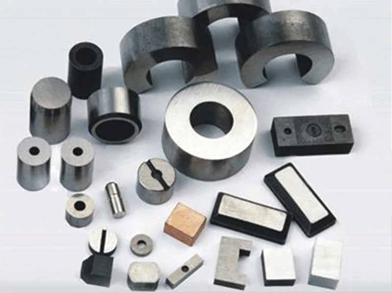 Selection of cylindrical, ring, block and horseshoe-shaped Alnico magnet components