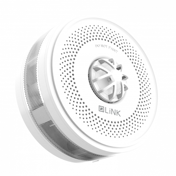 smart heat detector and alarm in white colour - perspective view
